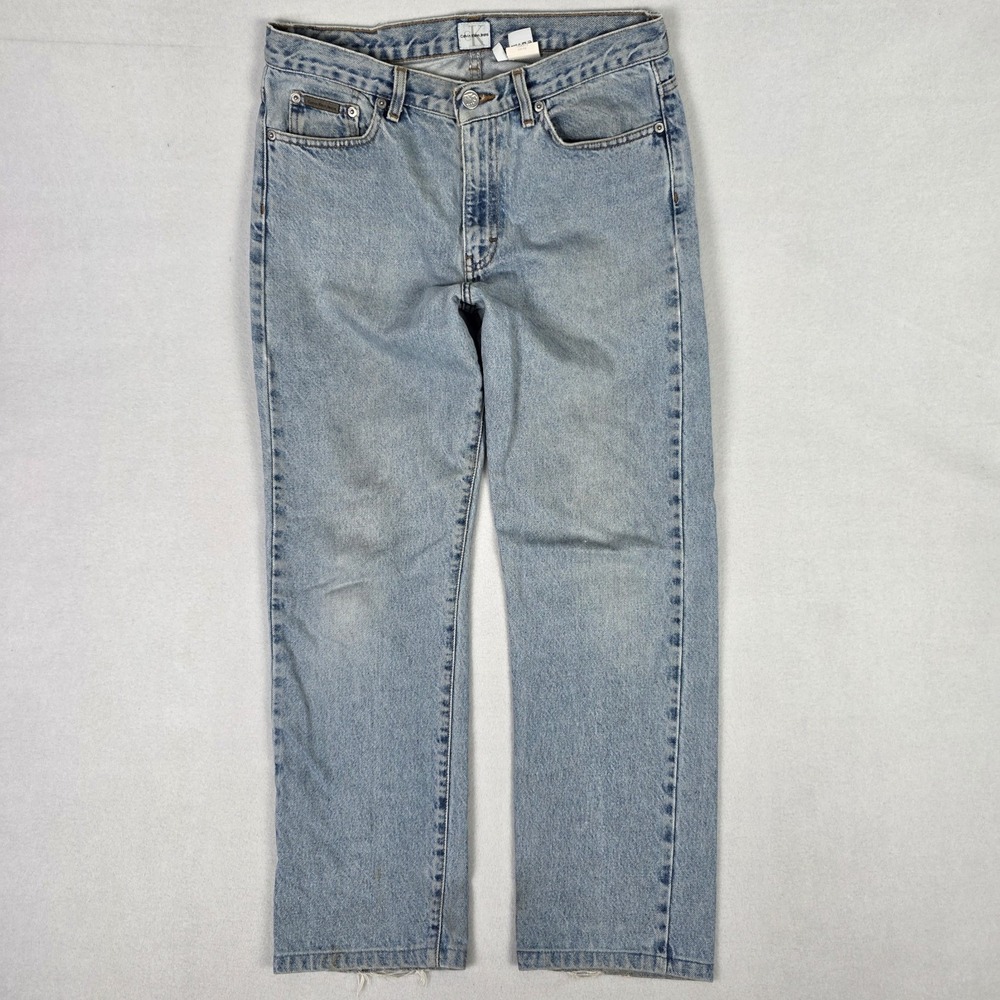 Vtg Y2k Calvin Klein Straight Jeans Womens 11 31x28 Distressed Skater Grunge 90s